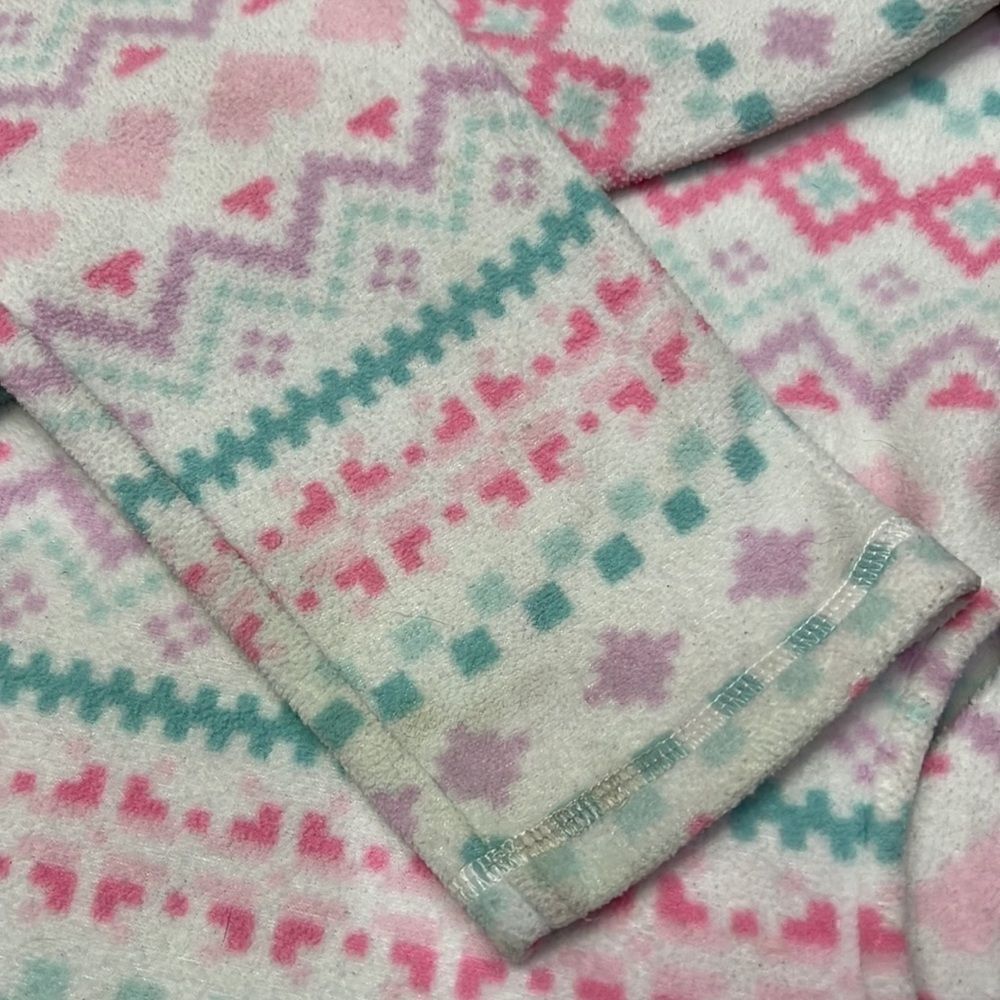 Children Place Girl 10/12 Purple Aqua Pink Heart Pattern Fleece w Pockets - Picture 10 of 11
